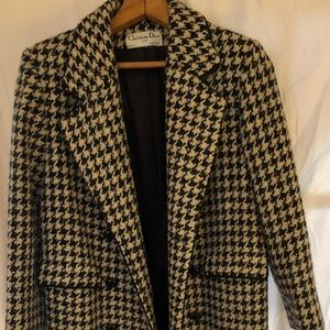 Christian Dior Double-Breasted Houndstooth Coat
